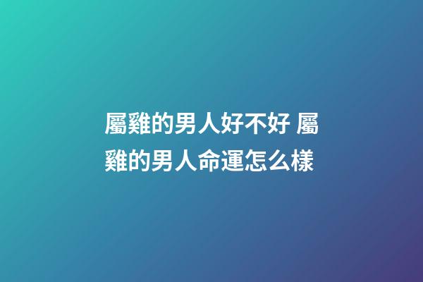 屬雞的男人好不好 屬雞的男人命運怎么樣-第1張-觀點-玄機派